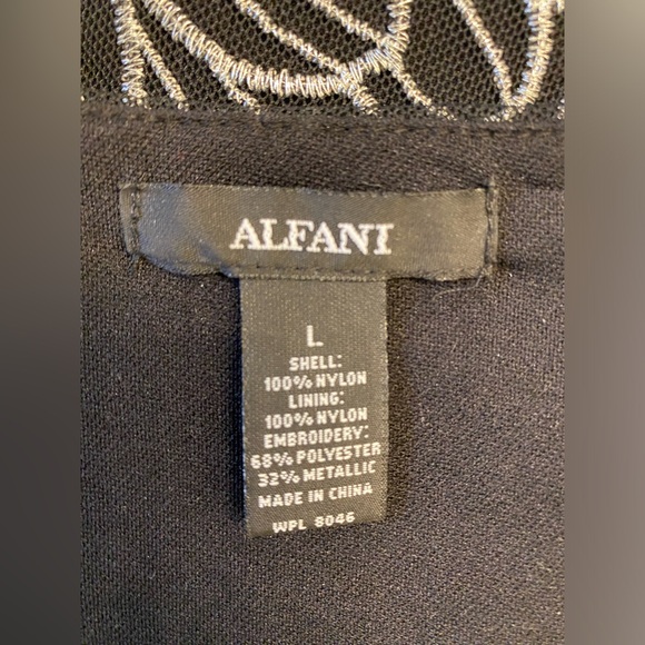 Size L silver embroidered black top from Alfani - Picture 3 of 4